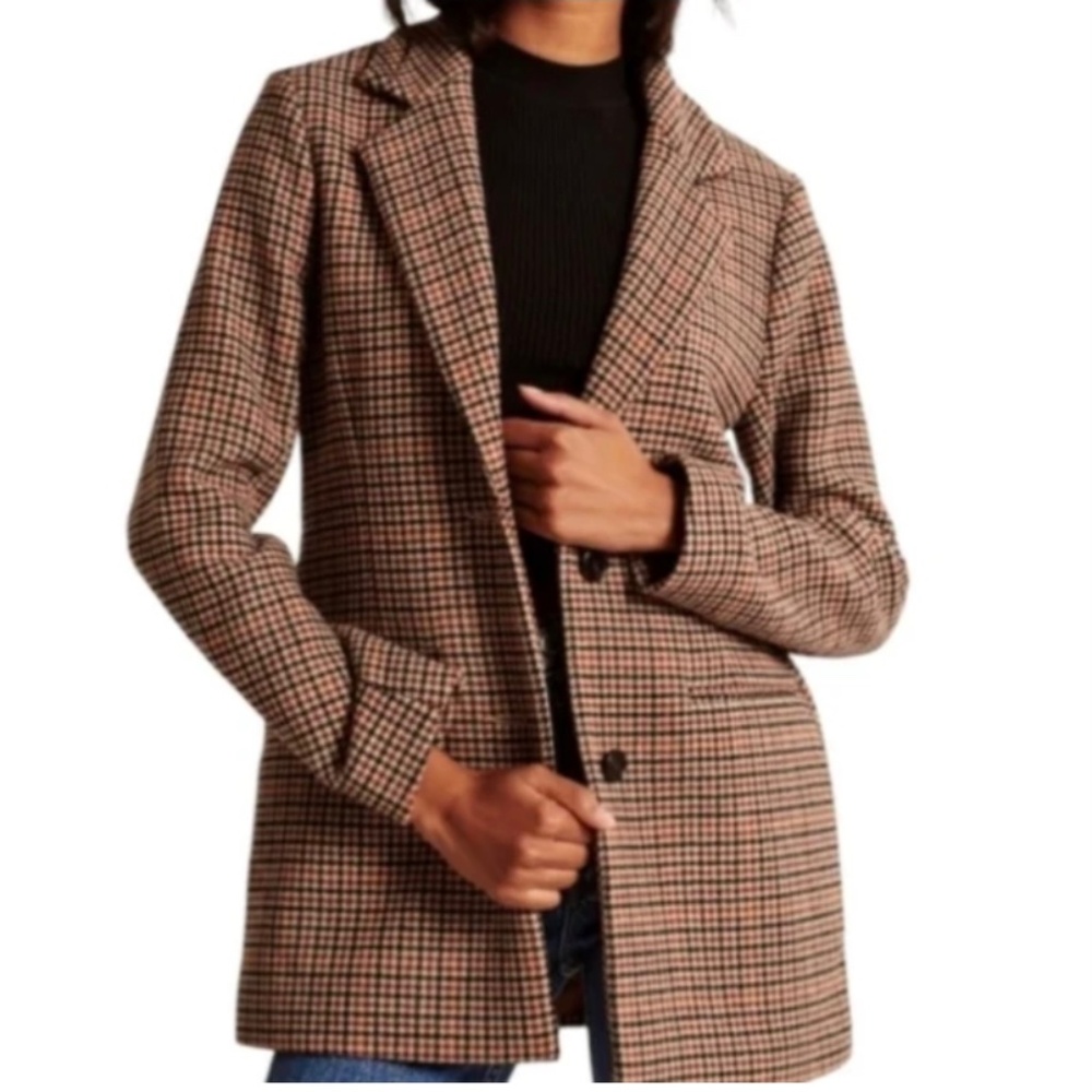 Abercrombie Double Button Houndstooth Blazer Jacket